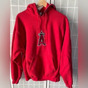 Genuine Merchandise Angels red & blue embroidered “A” thick hoodie, size Medium.